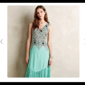 Anthropology Maeve Turquoise Paisley Dress